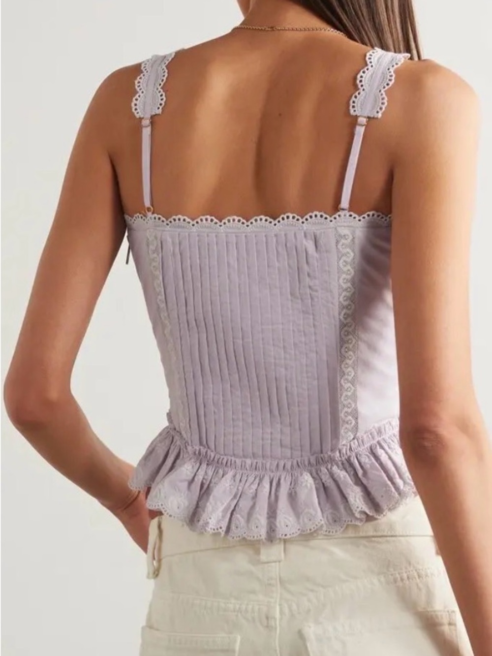LoveShackFancy Lavender Eyelet-Trim Blouse - Picture 2 of 8